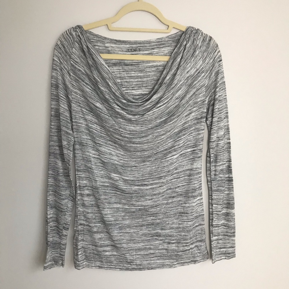 Loft Ruche Neck Long Sleeve Top - Size Small